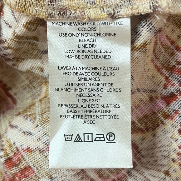 NWT PILCRO Boho Fall Colorful Puff Sleeve Cotton Linen Blend Tunic Dress - Picture 14 of 15